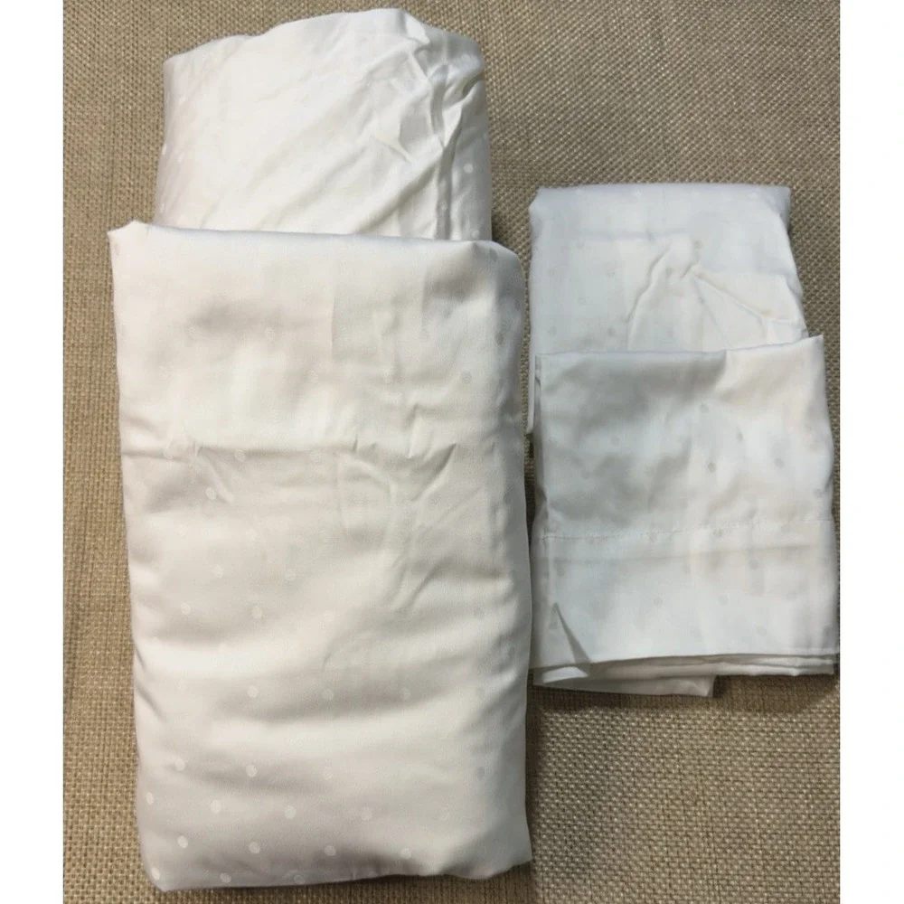 KATE SPADE Larabee Dot Sheet Set QUEEN White 4pc Flat Fitted 2‎ Pillowcases
